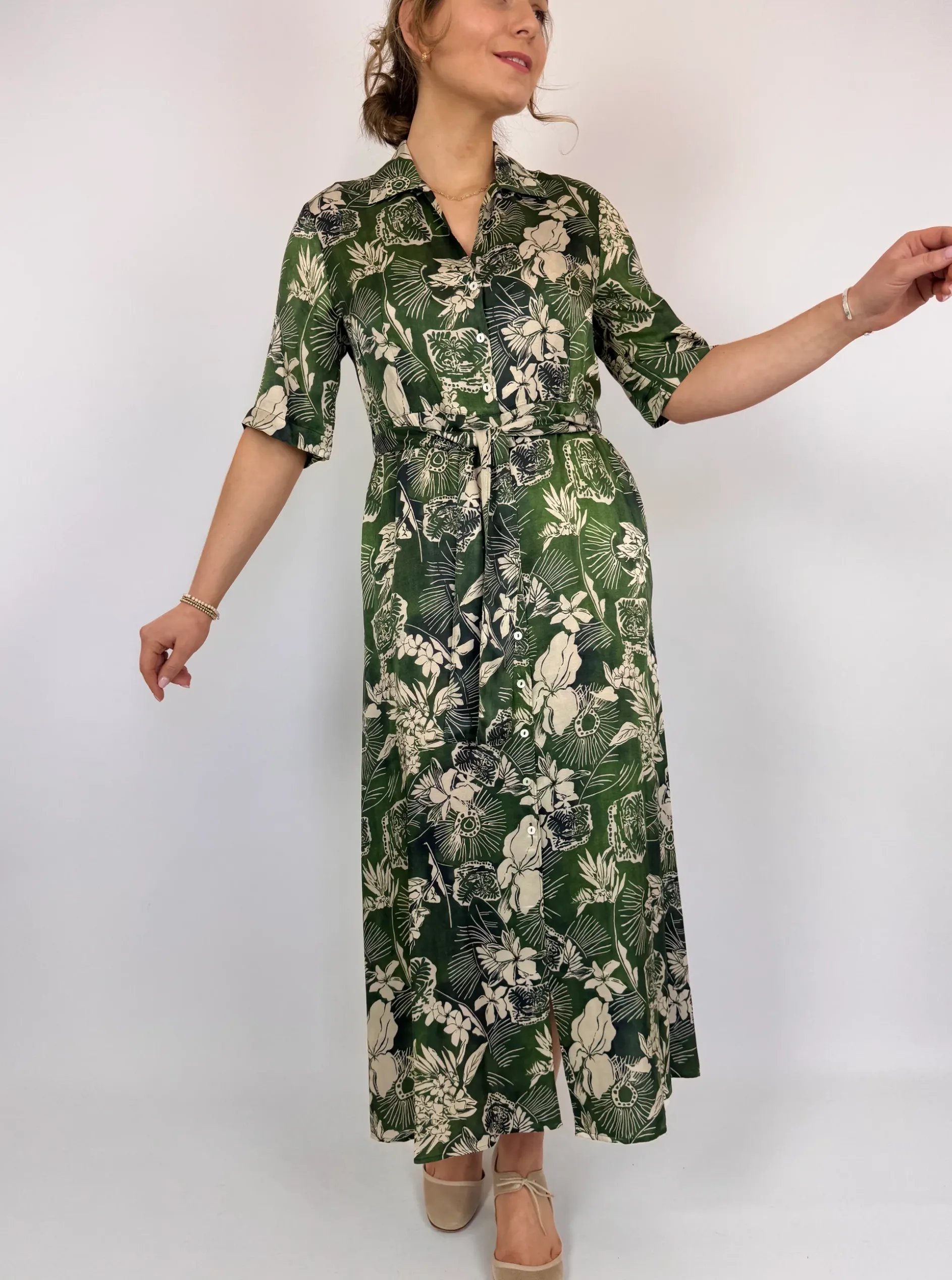 Diega Raviva Dress Green/Ecru
