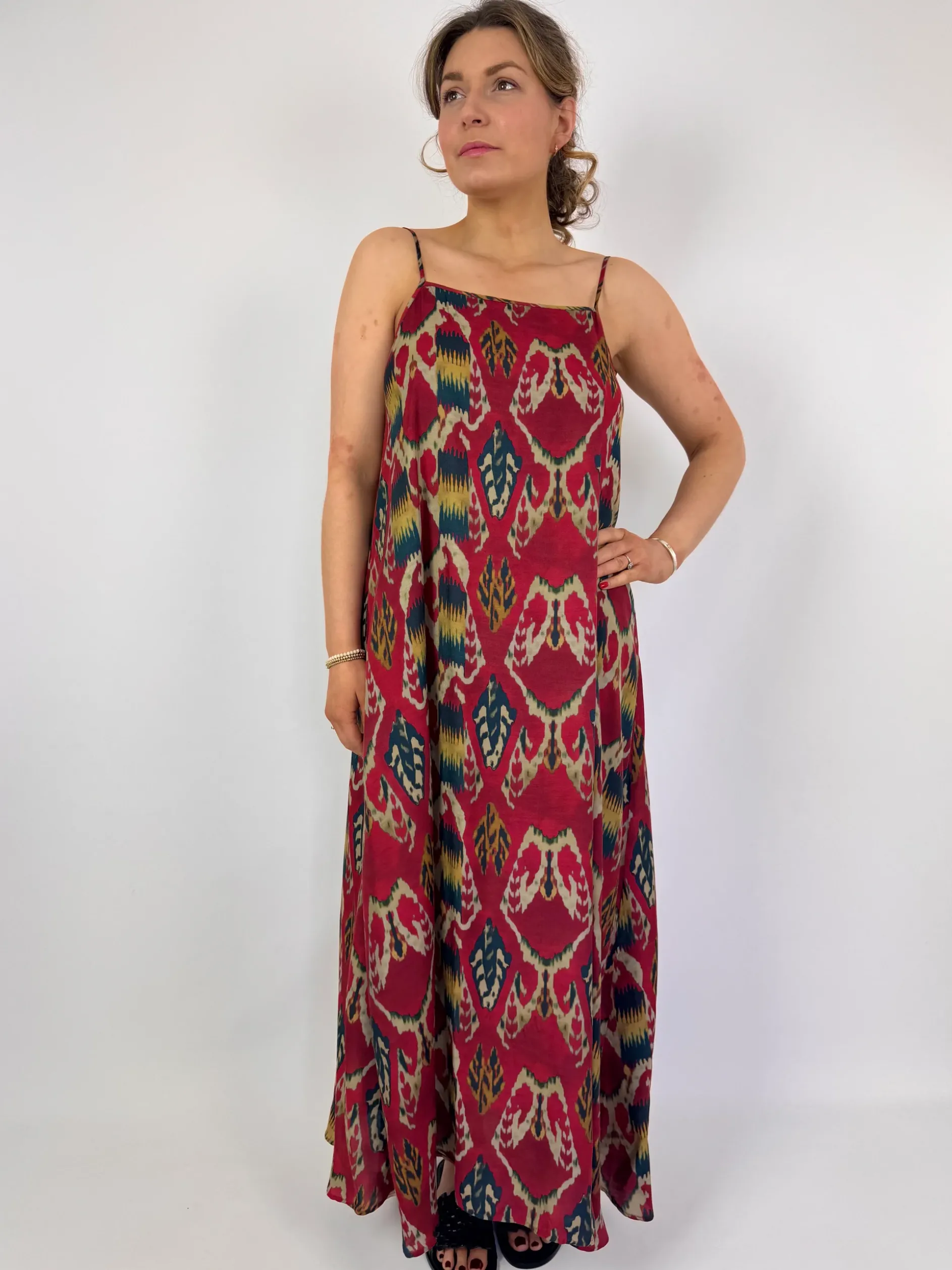 Diega Rofia Dress Red/Navy