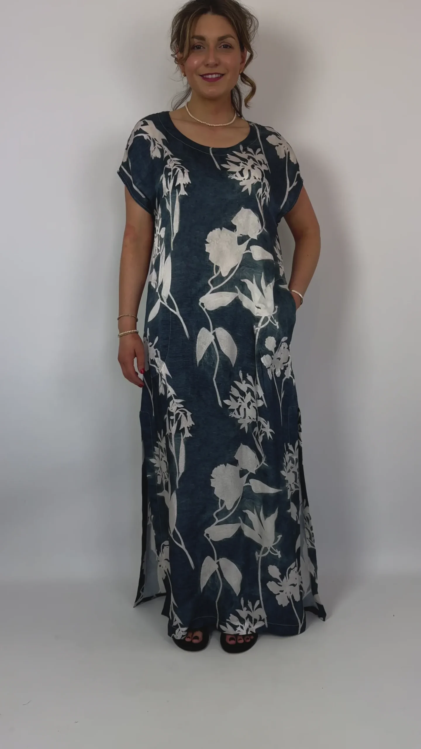 European Culture 14C0 Dress Blue Print