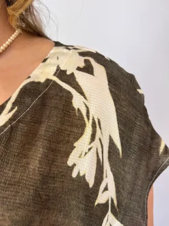 European Culture 14C0 Dress Brown Print