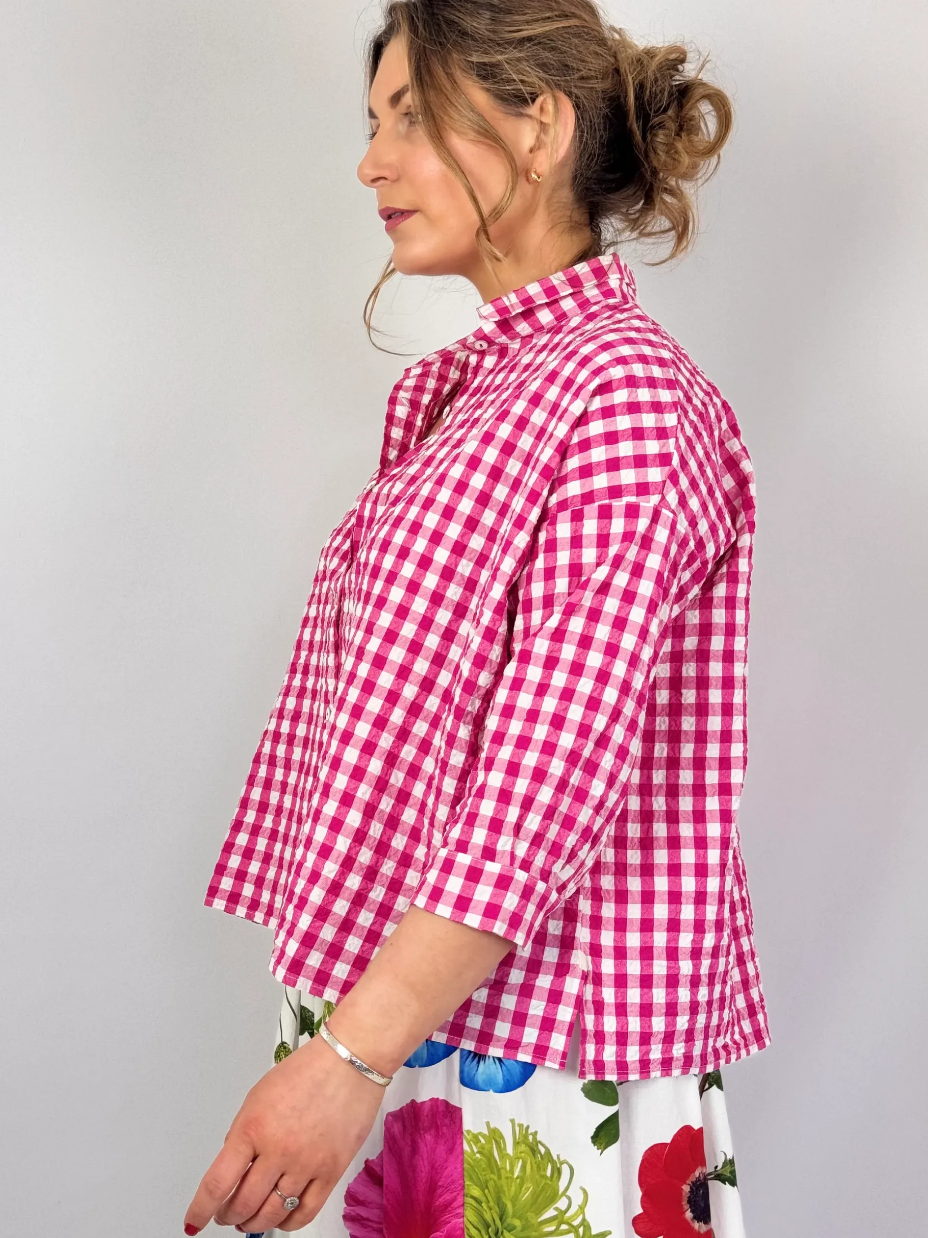 Hannah Wessel Savannah Shirt Azalea Check