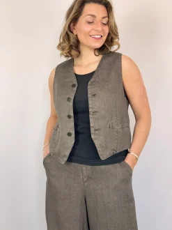 Pas De Calais 3323 Waistcoat Khaki/Grey