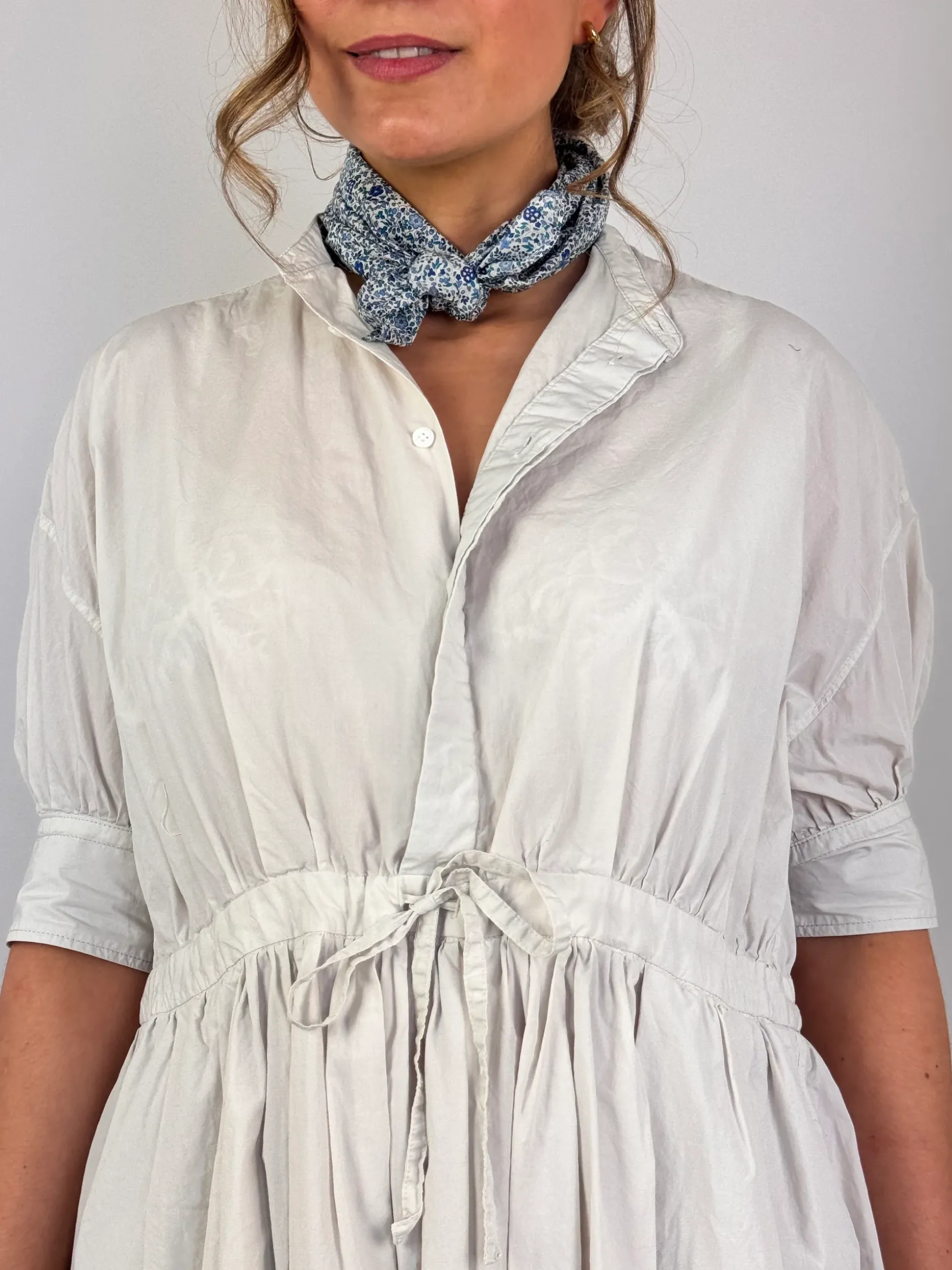 Toujours Bishop Sleeve String Dress Smoke White