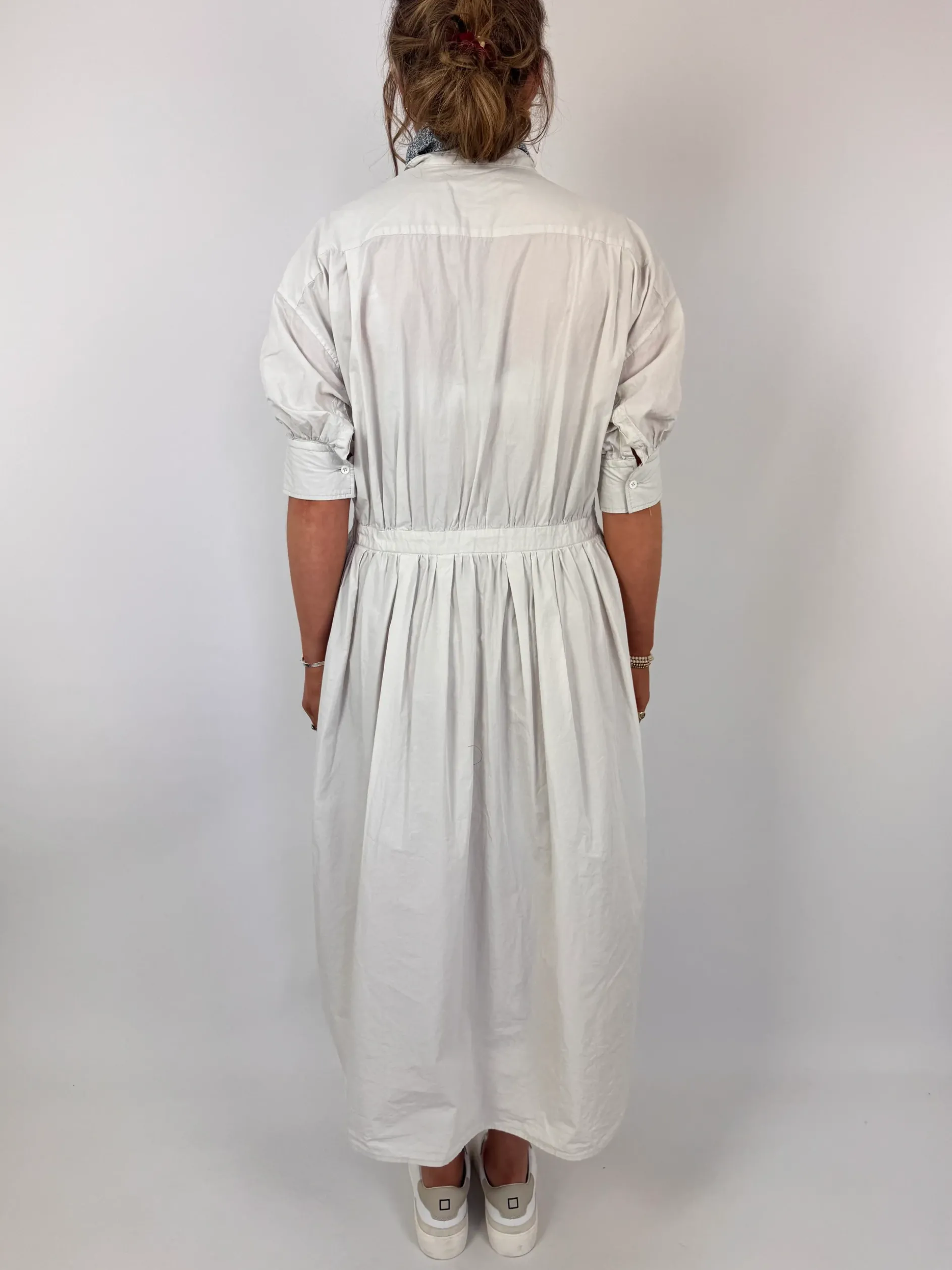 Toujours Bishop Sleeve String Dress Smoke White