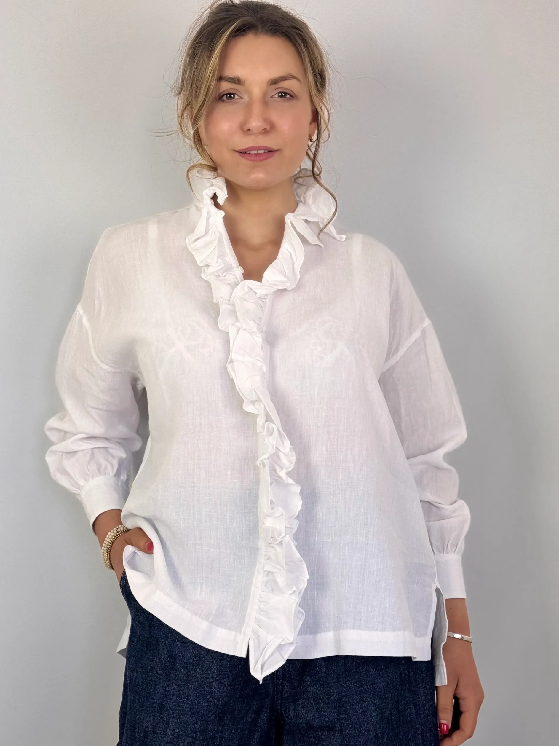 Toujours Ruffle Shirt White